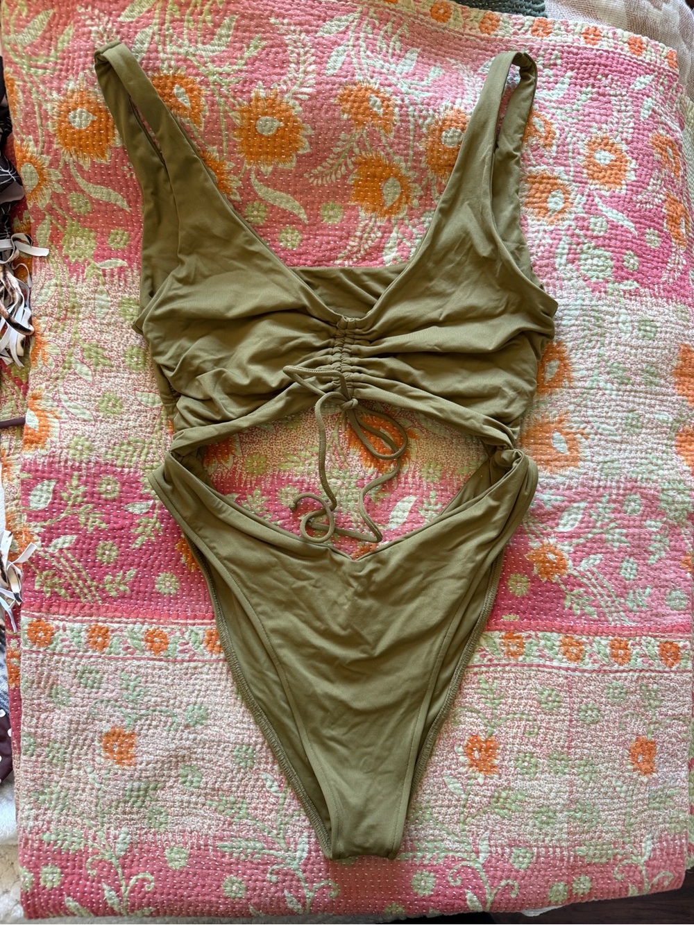Frankie's Bikinis Olive Green Logo Swimsuit